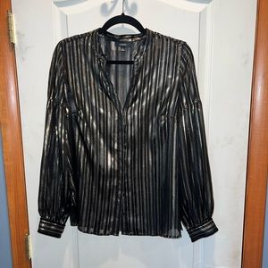 Black gold striped blouse